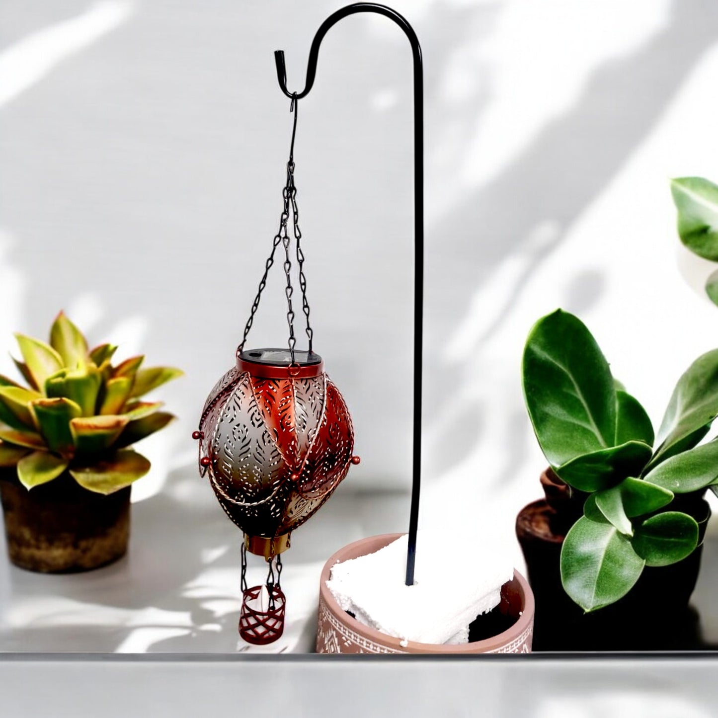 Moroccan Hanging Lantern Hot Air Balloon Design (60cm Hook, 45cm)
