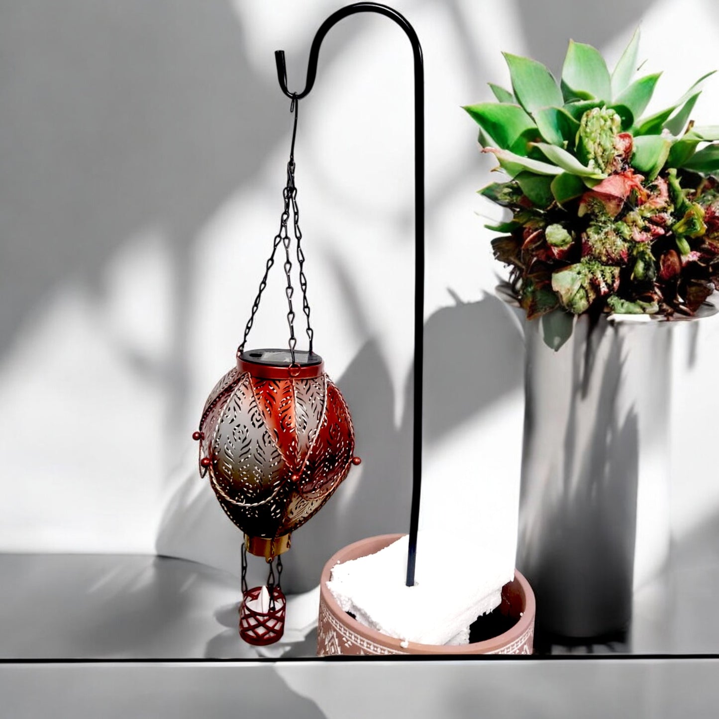 Moroccan Hanging Lantern Hot Air Balloon Design (60cm Hook, 45cm)