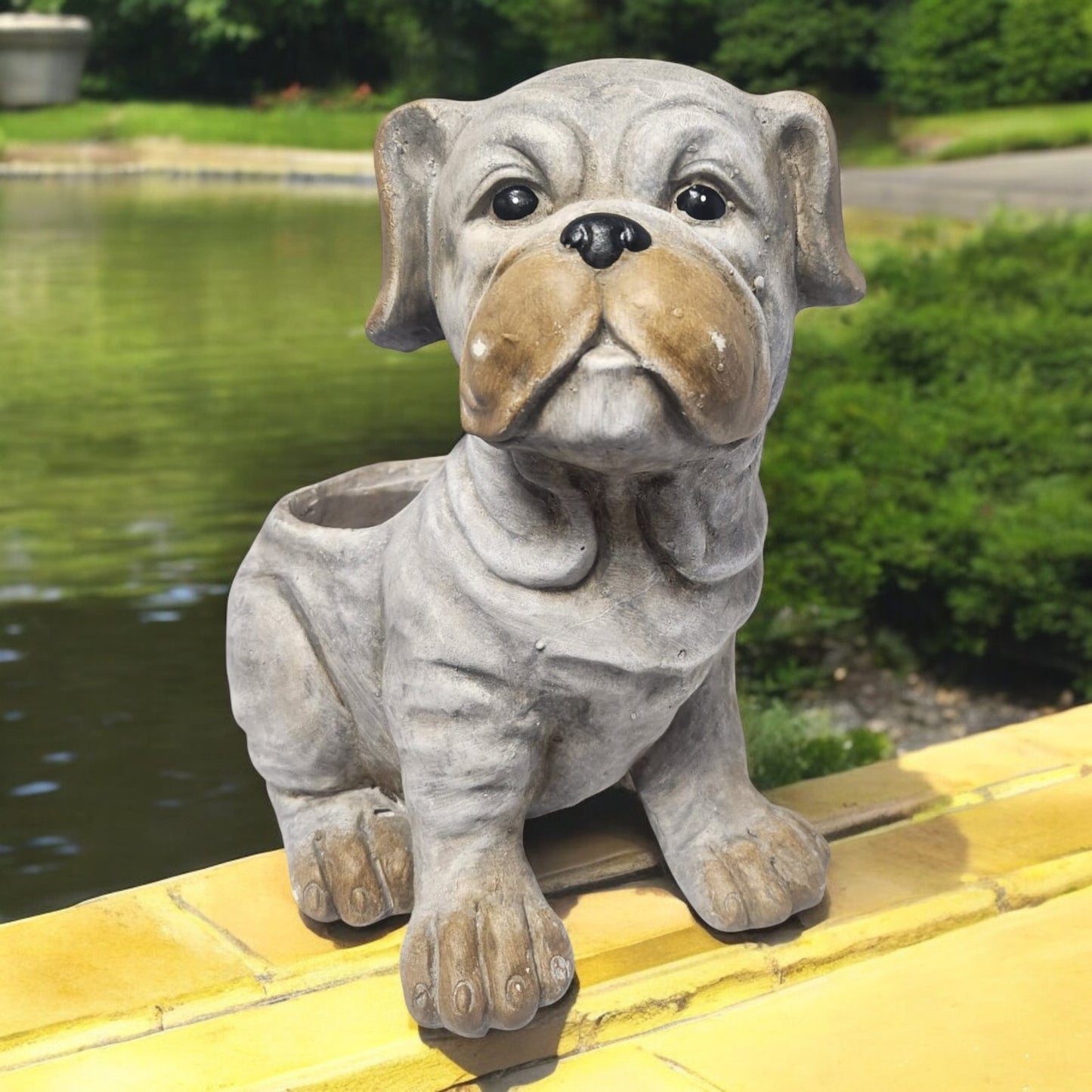 Bulldog Ceramic Dog Planter Handcrafted Indoor/Outdoor Pot, 31cm
