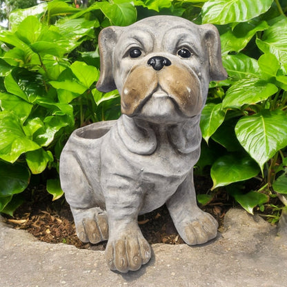 Bulldog Ceramic Dog Planter Handcrafted Indoor/Outdoor Pot, 31cm