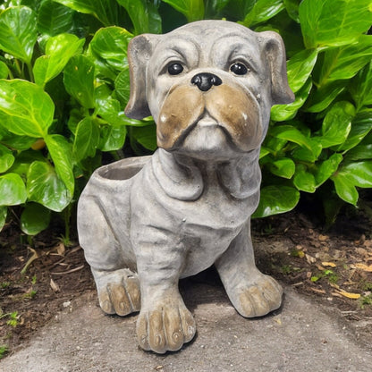 Bulldog Ceramic Dog Planter Handcrafted Indoor/Outdoor Pot, 31cm