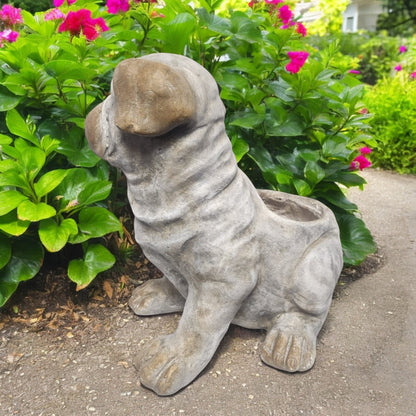 Bulldog Ceramic Dog Planter Handcrafted Indoor/Outdoor Pot, 31cm