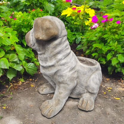 Bulldog Ceramic Dog Planter Handcrafted Indoor/Outdoor Pot, 31cm