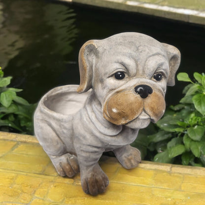 Bulldog Ceramic Dog Planter Handcrafted Indoor/Outdoor Pot, 31cm