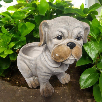 Bulldog Ceramic Dog Planter Handcrafted Indoor/Outdoor Pot, 31cm