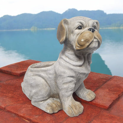 Bulldog Ceramic Dog Planter Handcrafted Indoor/Outdoor Pot, 31cm