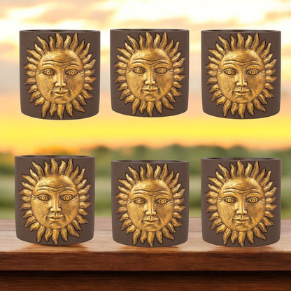 Golden Sun Cement Planter – 13.8cm Decorative Indoor/Outdoor Pot