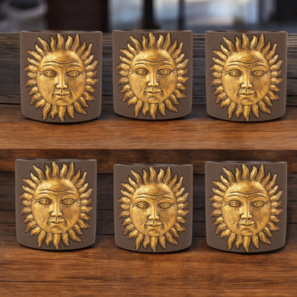 Golden Sun Cement Planter – 13.8cm Decorative Indoor/Outdoor Pot