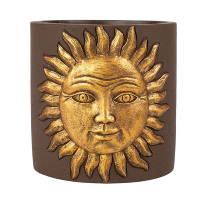 Golden Sun Cement Planter – 13.8cm Decorative Indoor/Outdoor Pot