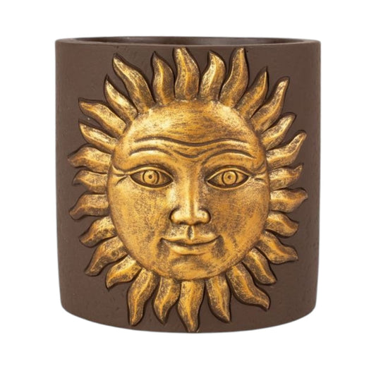 Golden Sun Cement Planter – 13.8cm Decorative Indoor/Outdoor Pot
