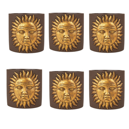 Golden Sun Cement Planter – 13.8cm Decorative Indoor/Outdoor Pot