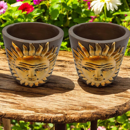Golden Sun Cement Planter – 13.8cm Decorative Indoor/Outdoor Pot