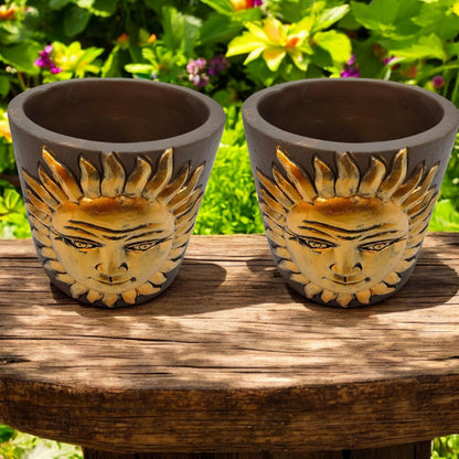 Golden Sun Cement Planter – 13.8cm Decorative Indoor/Outdoor Pot