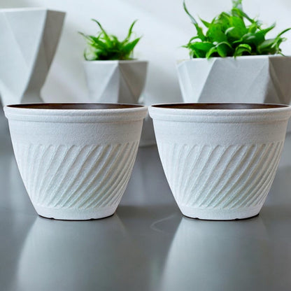Classic White Round Flower Pot – Vintage Garden Planter, 28L