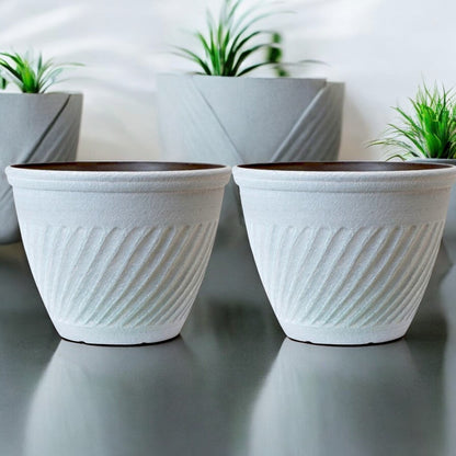 Classic White Round Flower Pot – Vintage Garden Planter, 28L