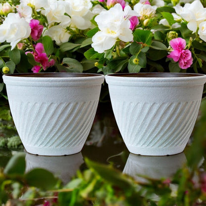 Classic White Round Flower Pot – Vintage Garden Planter, 28L