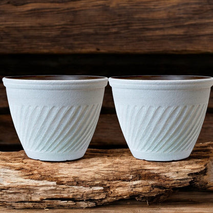 Classic White Round Flower Pot – Vintage Garden Planter, 28L