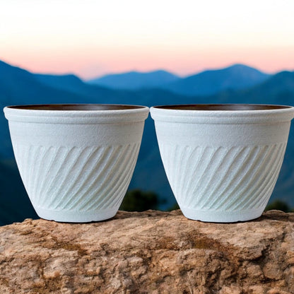 Classic White Round Flower Pot – Vintage Garden Planter, 28L
