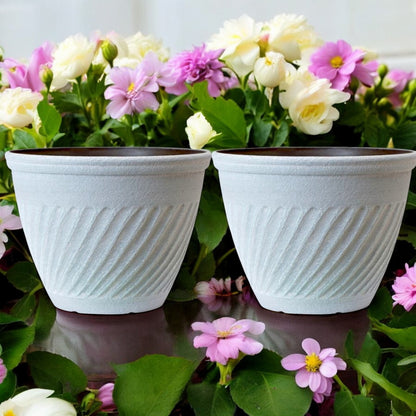 Classic White Round Flower Pot – Vintage Garden Planter, 28L