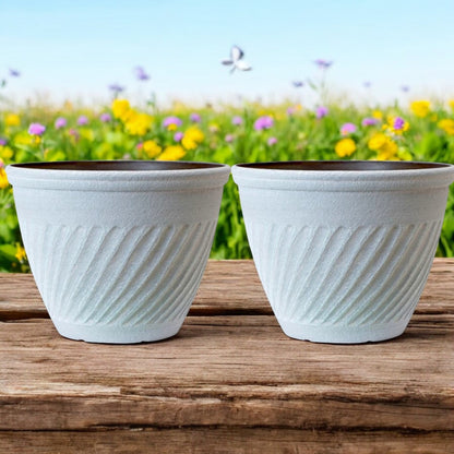 Classic White Round Flower Pot – Vintage Garden Planter, 28L