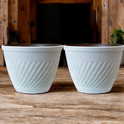 Classic White Round Flower Pot – Vintage Garden Planter, 28L