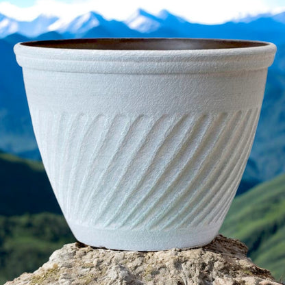 Classic White Round Flower Pot – Vintage Garden Planter, 28L