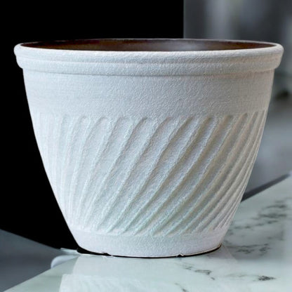 Classic White Round Flower Pot – Vintage Garden Planter, 28L