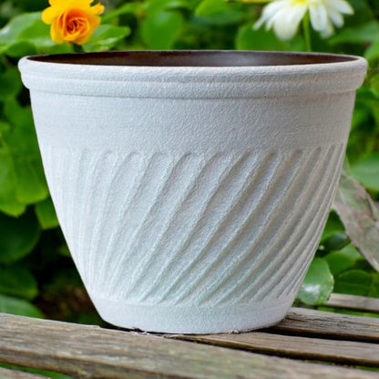 Classic White Round Flower Pot – Vintage Garden Planter, 28L