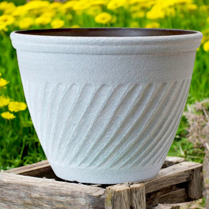 Classic White Round Flower Pot – Vintage Garden Planter, 28L