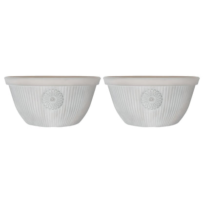 Premium 14" Somerville Bowl Planter  Pebble White Decorative Garden Pot (14L)