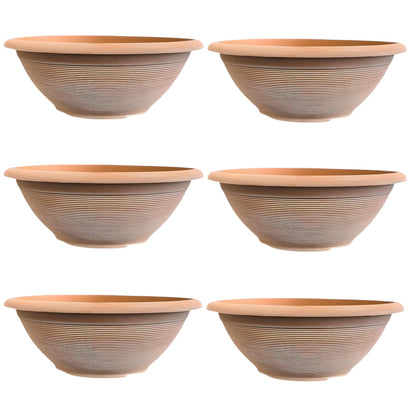 Helix 17" Garden Bowl Planter – Powdered Clay & Beige Grey | 13.2L Outdoor Pot