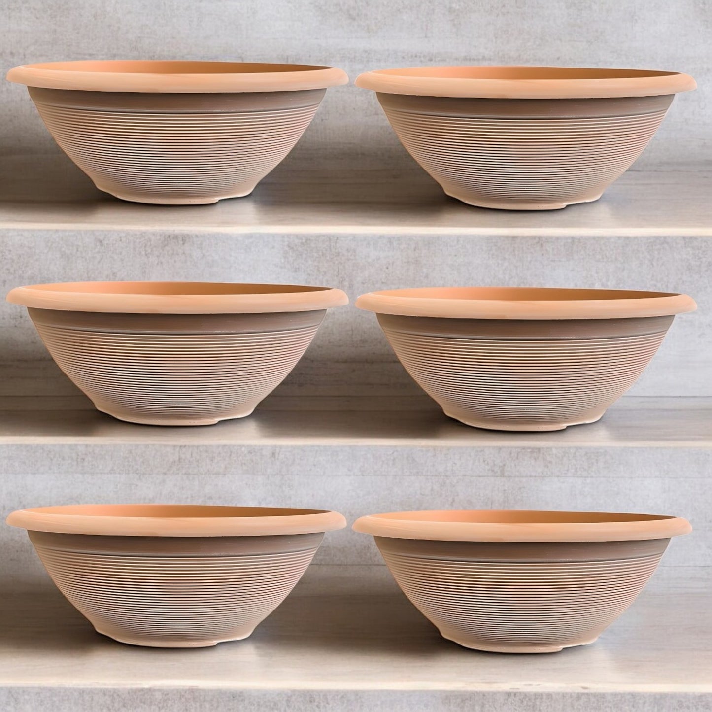 Helix 17" Garden Bowl Planter – Powdered Clay & Beige Grey | 13.2L Outdoor Pot