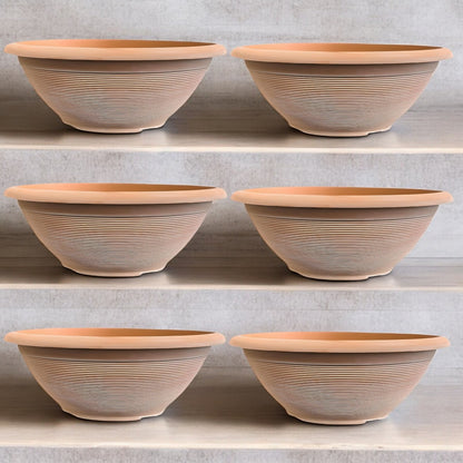 Helix 17" Garden Bowl Planter – Powdered Clay & Beige Grey | 13.2L Outdoor Pot