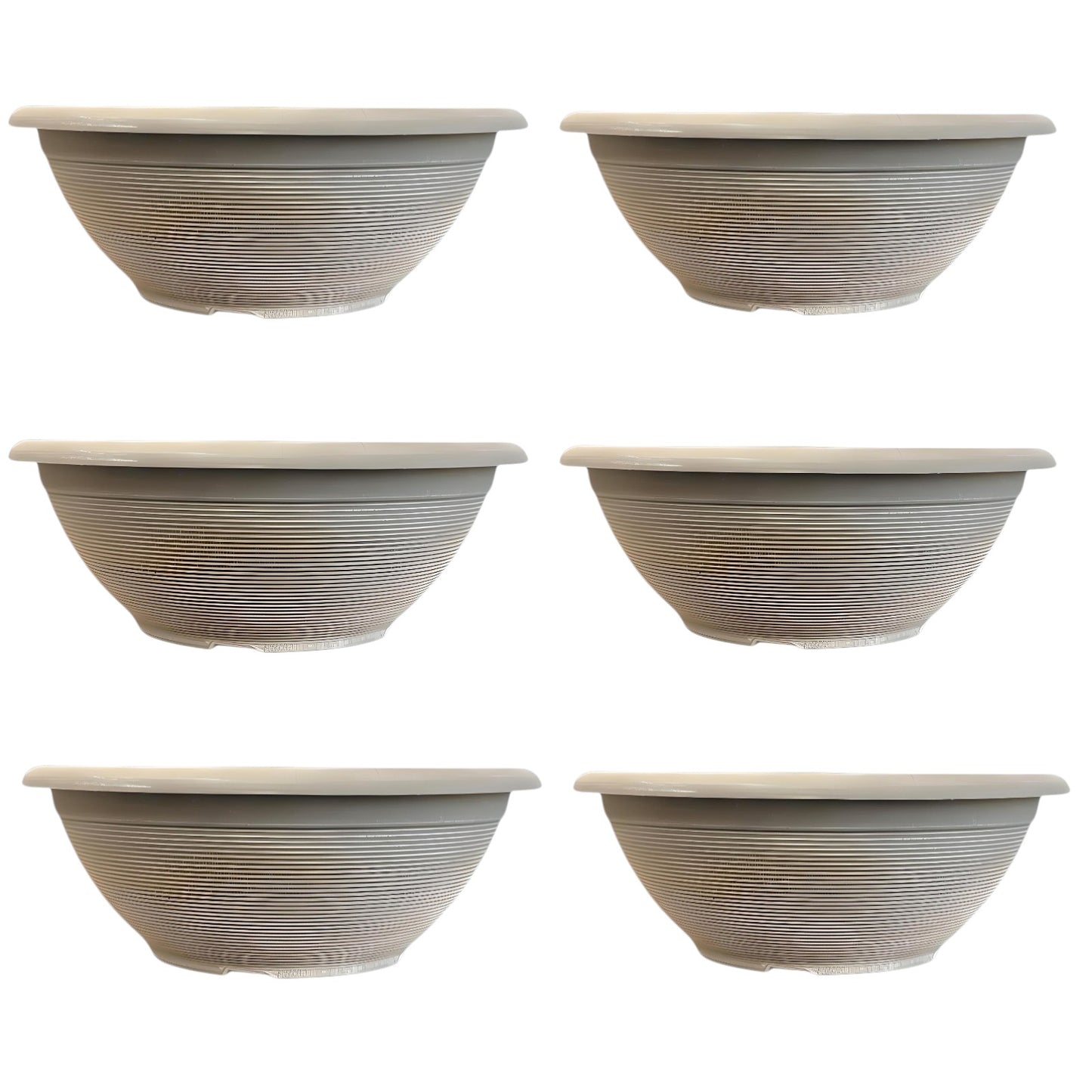 Helix 17" Garden Bowl Planter – Powdered Clay & Beige Grey | 13.2L Outdoor Pot