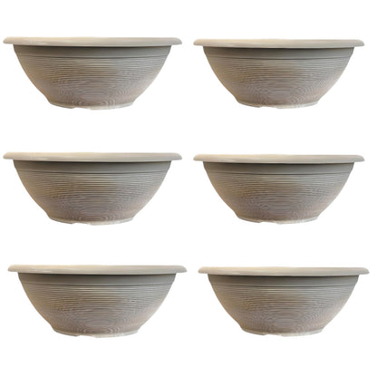 Helix 17" Garden Bowl Planter – Powdered Clay & Beige Grey | 13.2L Outdoor Pot