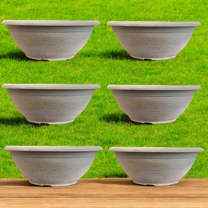 Helix 17" Garden Bowl Planter – Powdered Clay & Beige Grey | 13.2L Outdoor Pot