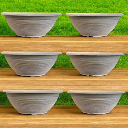 Helix 17" Garden Bowl Planter – Powdered Clay & Beige Grey | 13.2L Outdoor Pot
