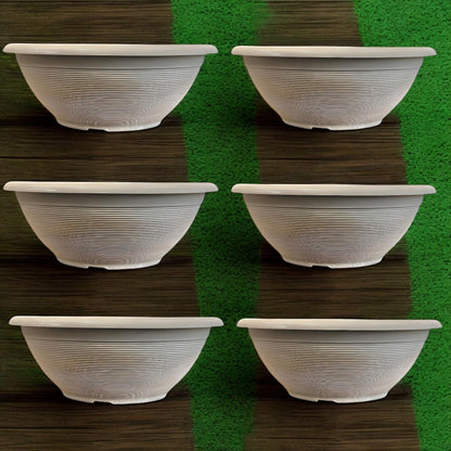 Helix 17" Garden Bowl Planter – Powdered Clay & Beige Grey | 13.2L Outdoor Pot