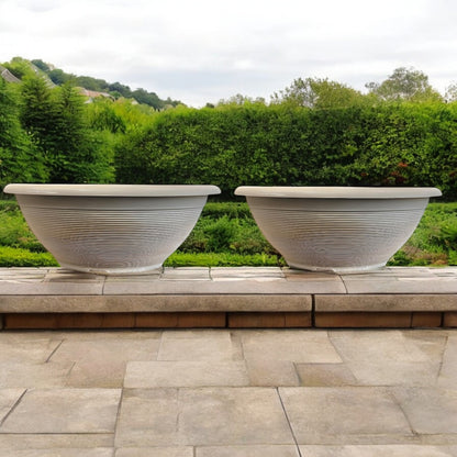 Helix 17" Garden Bowl Planter – Powdered Clay & Beige Grey | 13.2L Outdoor Pot