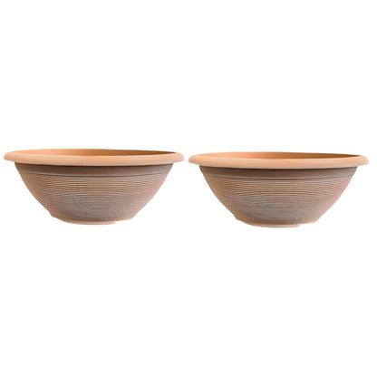 Helix 17" Garden Bowl Planter – Powdered Clay & Beige Grey | 13.2L Outdoor Pot
