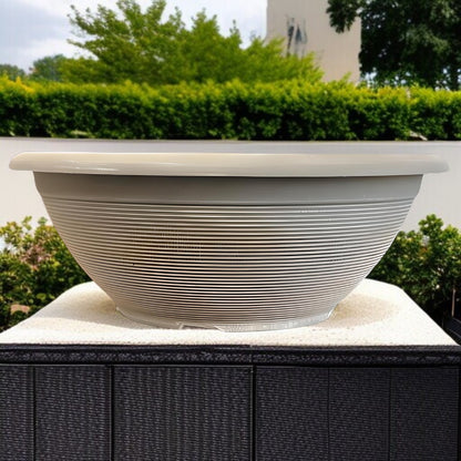 Helix 17" Garden Bowl Planter – Powdered Clay & Beige Grey | 13.2L Outdoor Pot