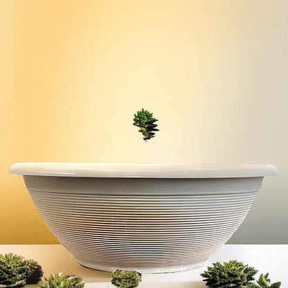 Helix 17" Garden Bowl Planter – Powdered Clay & Beige Grey | 13.2L Outdoor Pot