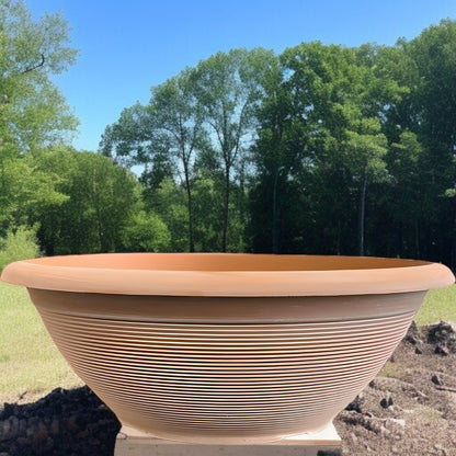 Helix 17" Garden Bowl Planter – Powdered Clay & Beige Grey | 13.2L Outdoor Pot