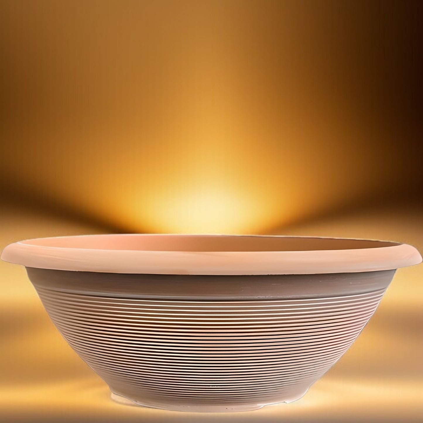 Helix 17" Garden Bowl Planter – Powdered Clay & Beige Grey | 13.2L Outdoor Pot