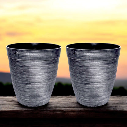Helix Planter Tall 10" – Modern Metallic Silver Indoor & Outdoor Pot