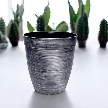 Helix Planter Tall 10" – Modern Metallic Silver Indoor & Outdoor Pot
