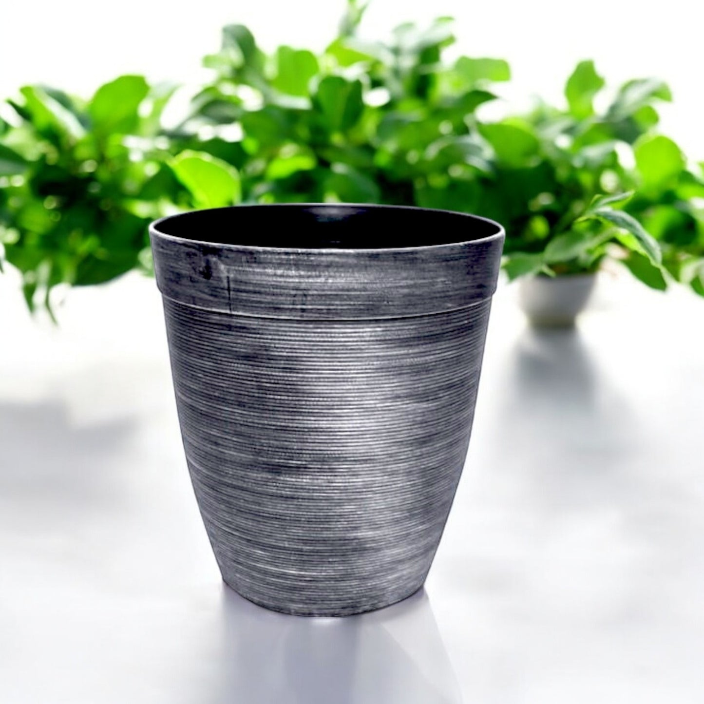Helix Planter Tall 10" – Modern Metallic Silver Indoor & Outdoor Pot