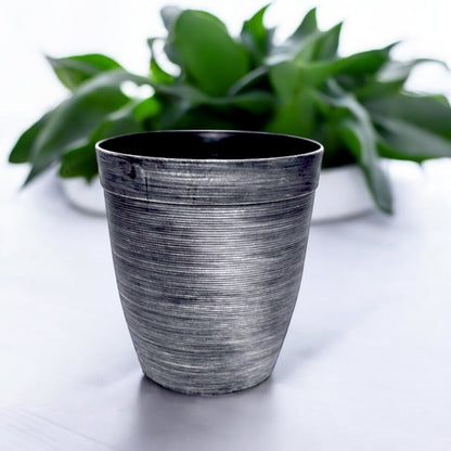 Helix Planter Tall 10" – Modern Metallic Silver Indoor & Outdoor Pot
