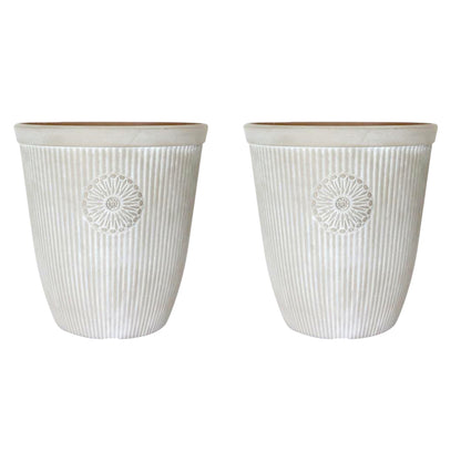 Premium Somerville Tall 16" Planter – Pebble White, 33L, UK