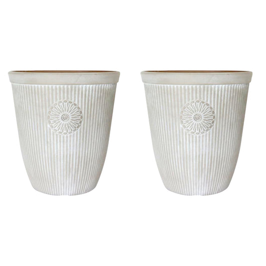 Premium Somerville Tall 16" Planter – Pebble White, 33L, UK